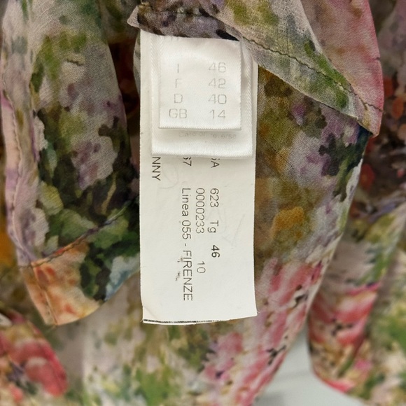 50 CENTO FIRENZE Watercolor Floral Button-Up 100% Silk Blouse Size M - Picture 5 of 6